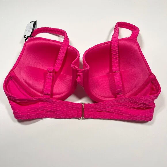 Victoria Secret 36C ICON Push Up Bikini Top Underwire Textured Pink - Picture 3 of 5